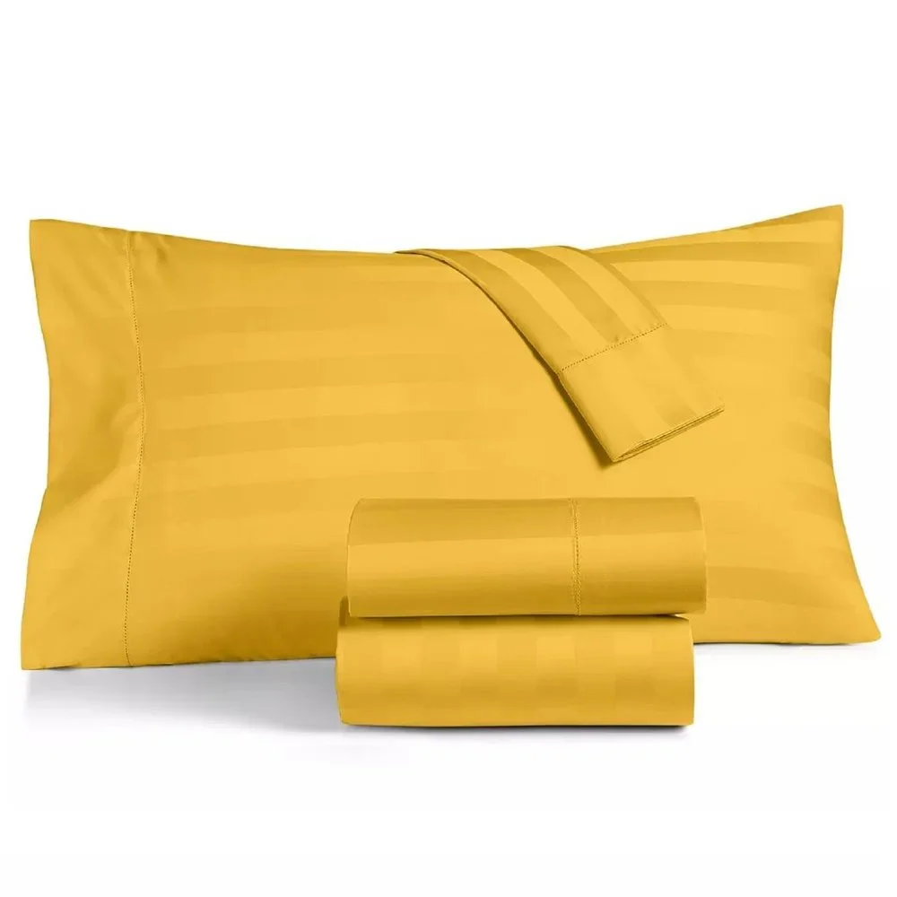 new SAFFRON STRIPE Charter Club Damask 550 TC Cotton QUEEN EXTRA DEEP Sheet Set
